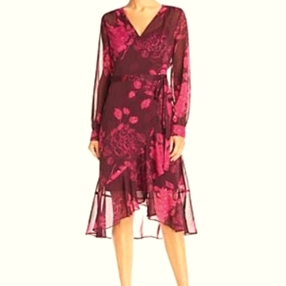LS Mulberry Chiffon Overlay WrapDress Gypsy Rose - Picture 10 of 14